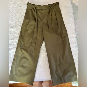 JCrew Olive Green Waist-tie Poplin Cropped Pants - Size 0